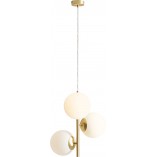 Lampa Wisząca 3 Kule Białe i Mosiądz Aldex | Elegancki Design
