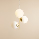 Lampa Wisząca 3 Kule Białe i Mosiądz Aldex | Elegancki Design