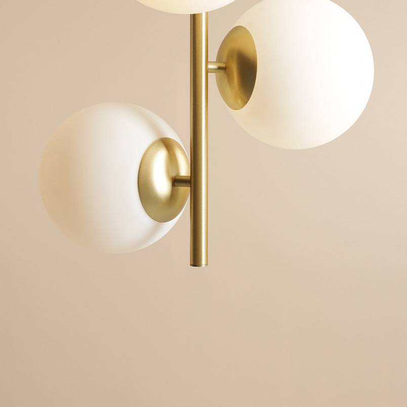 Lampa Wisząca 3 Kule Białe i Mosiądz Aldex | Elegancki Design