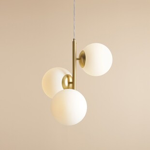 Lampa Wisząca 3 Kule Białe i Mosiądz Aldex | Elegancki Design