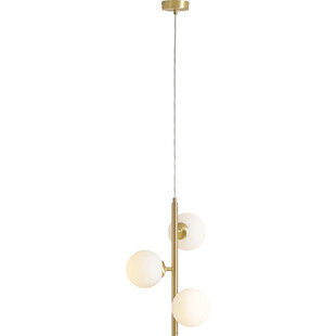 Lampa wisząca 3 szklane kule Fin 34cm biały / mosiądz Aldex