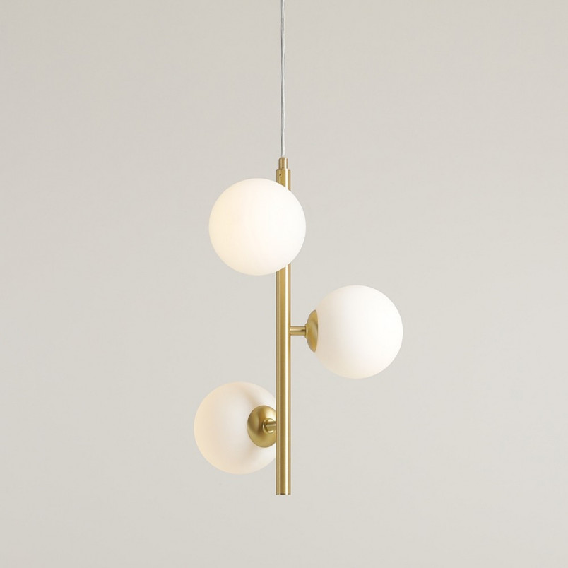 Lampa wisząca Aldex Fin | 3 szkło, biały/mosiądz | Sklep z lampami
