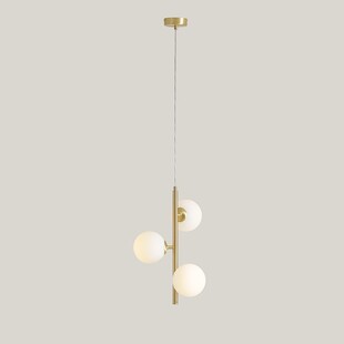 Lampa wisząca 3 szklane kule Fin 34cm biały / mosiądz Aldex