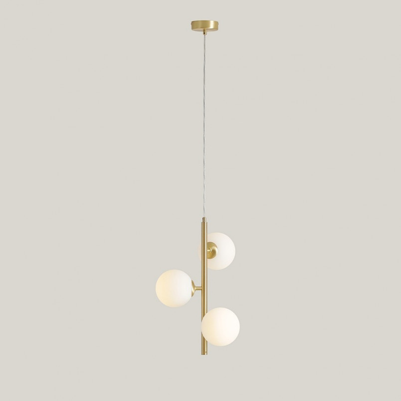 Lampa wisząca Aldex Fin | 3 szkło, biały/mosiądz | Sklep z lampami
