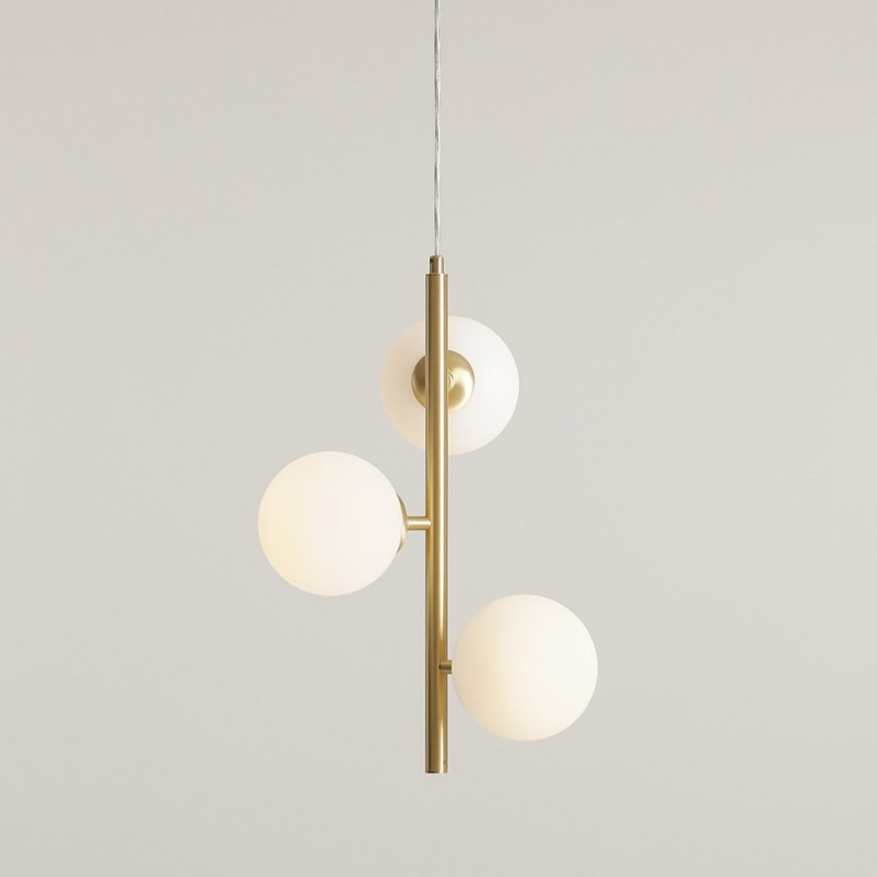 Lampa wisząca Aldex Fin | 3 szkło, biały/mosiądz | Sklep z lampami