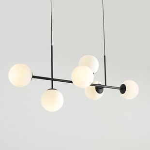 Lampa podłużna szklane kule Fin VI 142cm biało-czarna Aldex