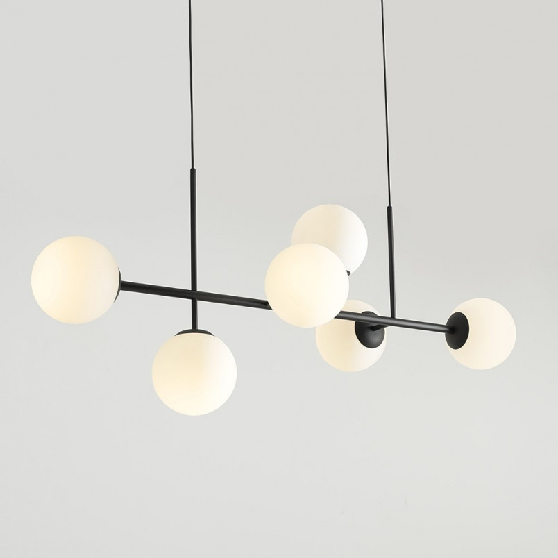 Lampa podłużna szklane kule Fin VI 142cm biało-czarna Aldex