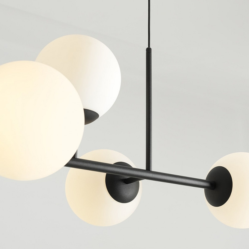 Lampa podłużna szklane kule Fin VI 142cm biało-czarna Aldex