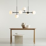 Lampa podłużna szklane kule Fin VI 142cm biało-czarna Aldex