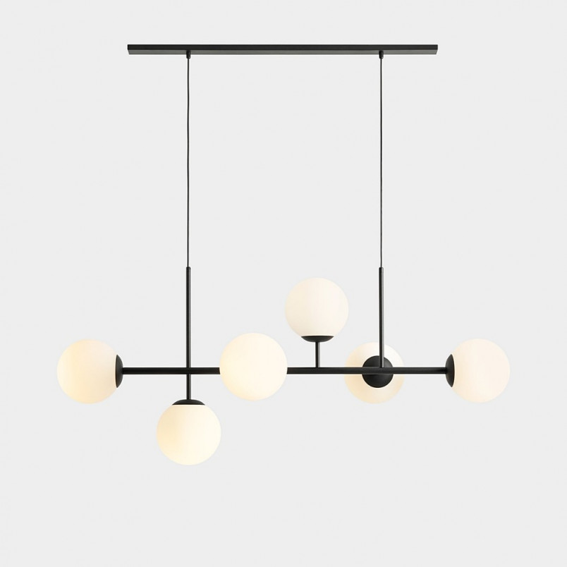 Lampa podłużna szklane kule Fin VI 142cm biało-czarna Aldex