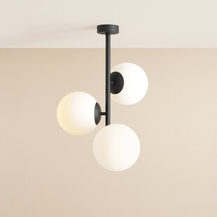 Lampa sufitowa 3 szklane kule Fin 46cm biało-czarna Aldex