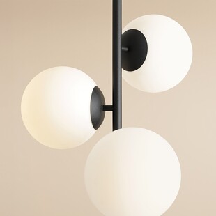 Lampa sufitowa 3 szklane kule Fin 46cm biało-czarna Aldex
