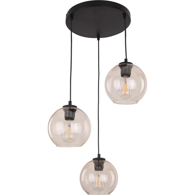 Lampa Wisząca Cubus 3 Kule Szklane Bursztynowa | TK Lighting
