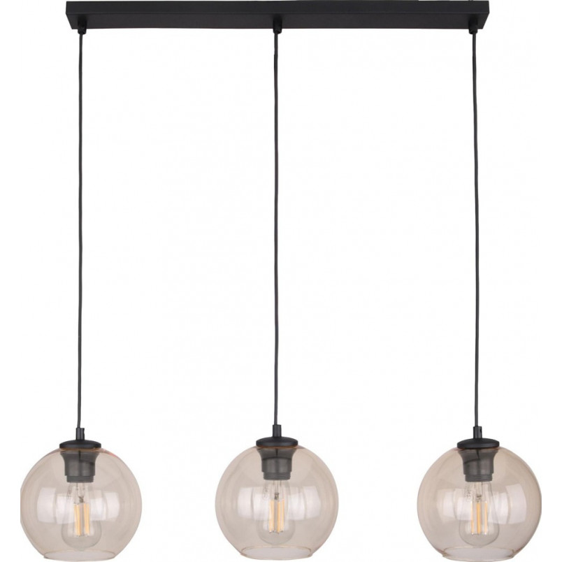 Lampa wisząca Cubus - 3 szklane kule, bursztyn | TK Lighting