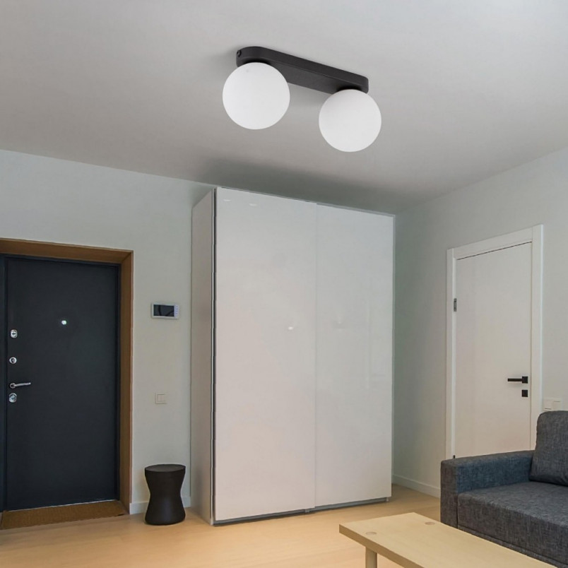 Plafon 2 szklane kule biało-czarny TK Lighting | Eleganckie oświetlenie
