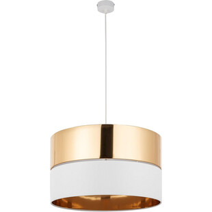 Lampa wisząca glamour z abażurem Hilton 50cm złoty / biały TK Lighting