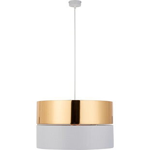 Lampa wisząca glamour z abażurem Hilton 50cm złoty / biały TK Lighting