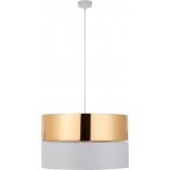 Lampa wisząca glamour z abażurem Hilton 50cm złoty / biały TK Lighting