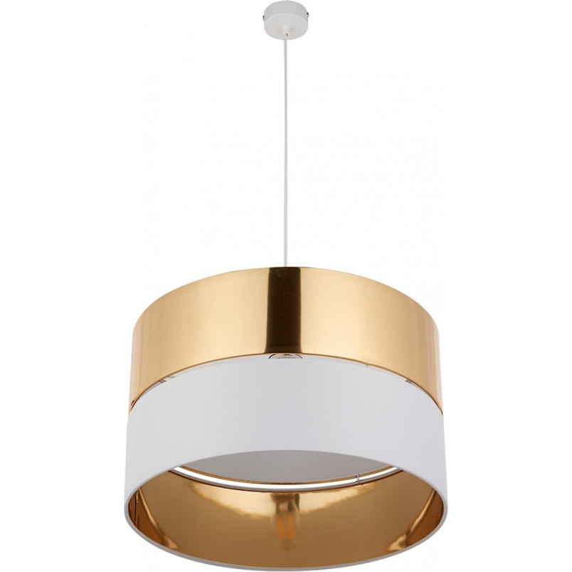 Lampa wisząca glamour z abażurem Hilton 50cm złoty / biały TK Lighting