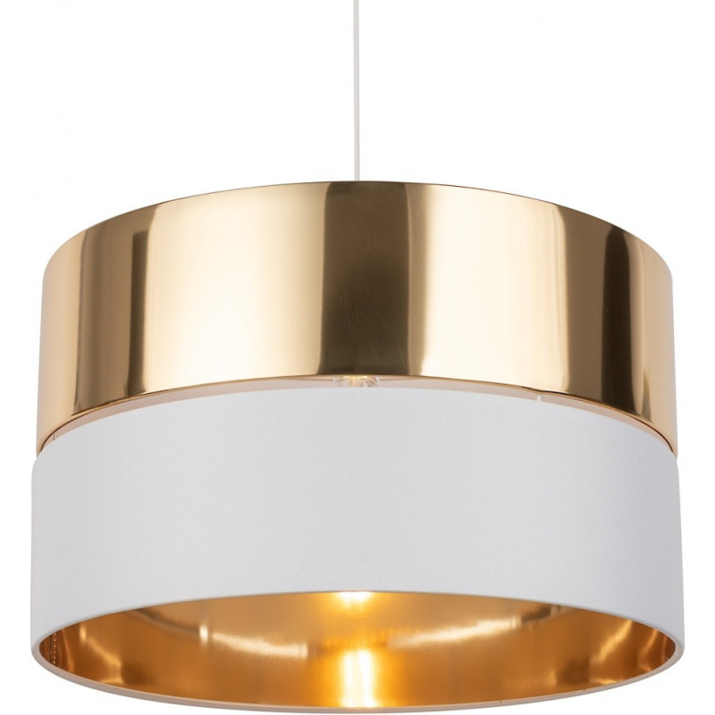 Lampa wisząca glamour z abażurem Hilton 50cm złoty / biały TK Lighting