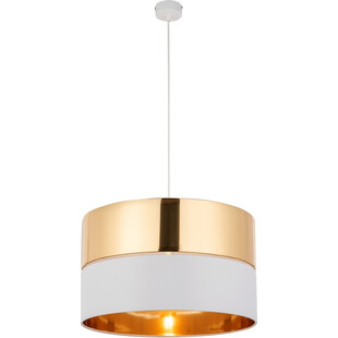 Lampa wisząca glamour z abażurem Hilton 50cm złoty / biały TK Lighting