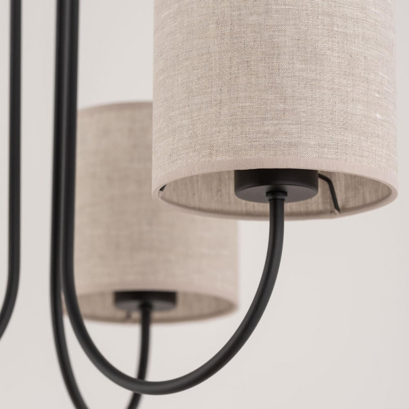 Żyrandol z abażurami Torens III 57cm szaro-beżowy / czarny TK Lighting