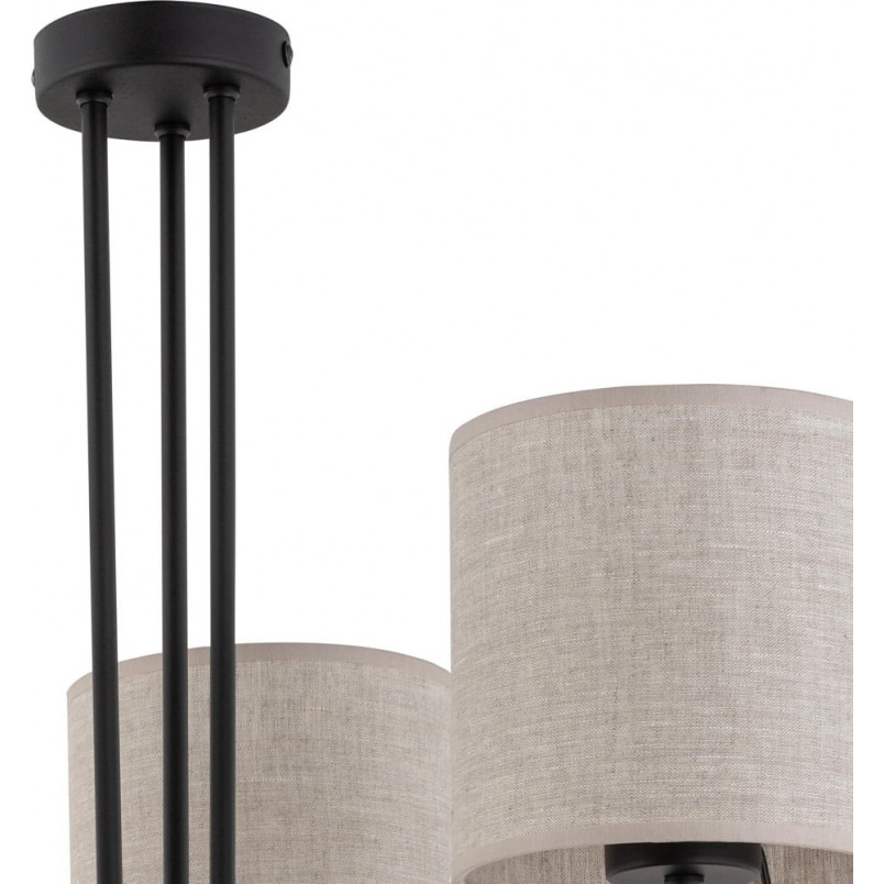 Żyrandol z abażurami Torens III 57cm szaro-beżowy / czarny TK Lighting