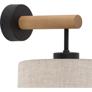 Kinkiet z abażurem i drewnem Eco szaro-beżowy TK Lighting