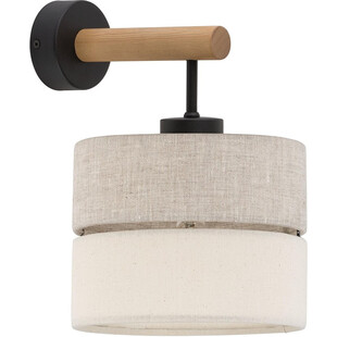 Kinkiet z abażurem i drewnem Eco szaro-beżowy TK Lighting