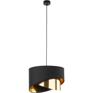 Lampa wisząca glamour z abażurem Grant 38cm czarno-złota TK Lighting