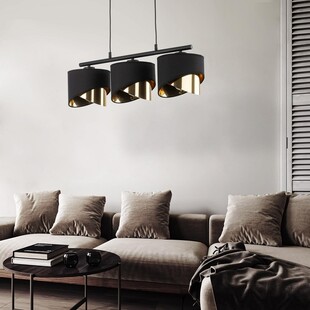 Lampa wisząca glamour z 3 abażurami Grant 70cm czarno-złota TK Lighting