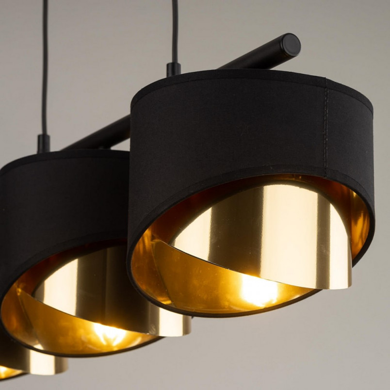 Lampa wisząca glamour z 3 abażurami Grant 70cm czarno-złota TK Lighting