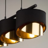 Lampa wisząca glamour z 3 abażurami Grant 70cm czarno-złota TK Lighting