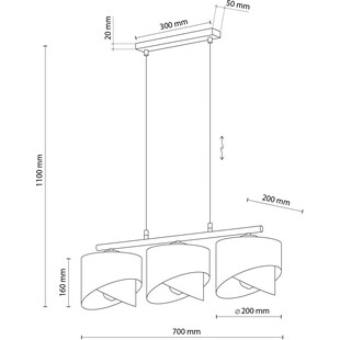 Lampa wisząca glamour z 3 abażurami Grant 70cm czarno-złota TK Lighting