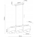 Lampa wisząca glamour z 3 abażurami Grant 70cm czarno-złota TK Lighting