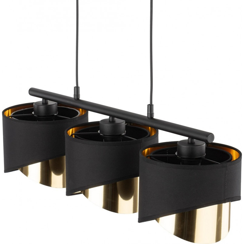 Lampa wisząca glamour z 3 abażurami Grant 70cm czarno-złota TK Lighting