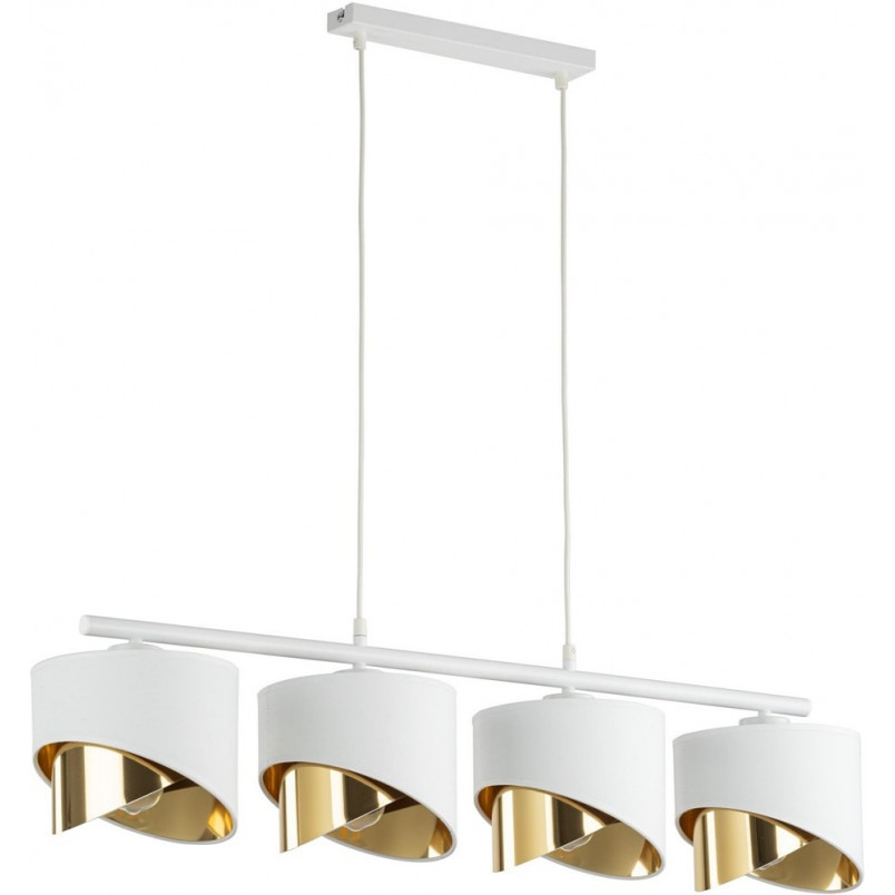 Lampa wisząca glamour z 4 abażurami Grant 95cm biało-złota TK Lighting