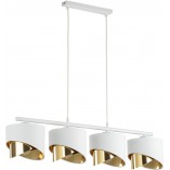 Lampa wisząca glamour z 4 abażurami Grant 95cm biało-złota TK Lighting