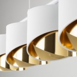 Lampa wisząca glamour z 4 abażurami Grant 95cm biało-złota TK Lighting