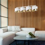 Lampa wisząca glamour z 4 abażurami Grant 95cm biało-złota TK Lighting