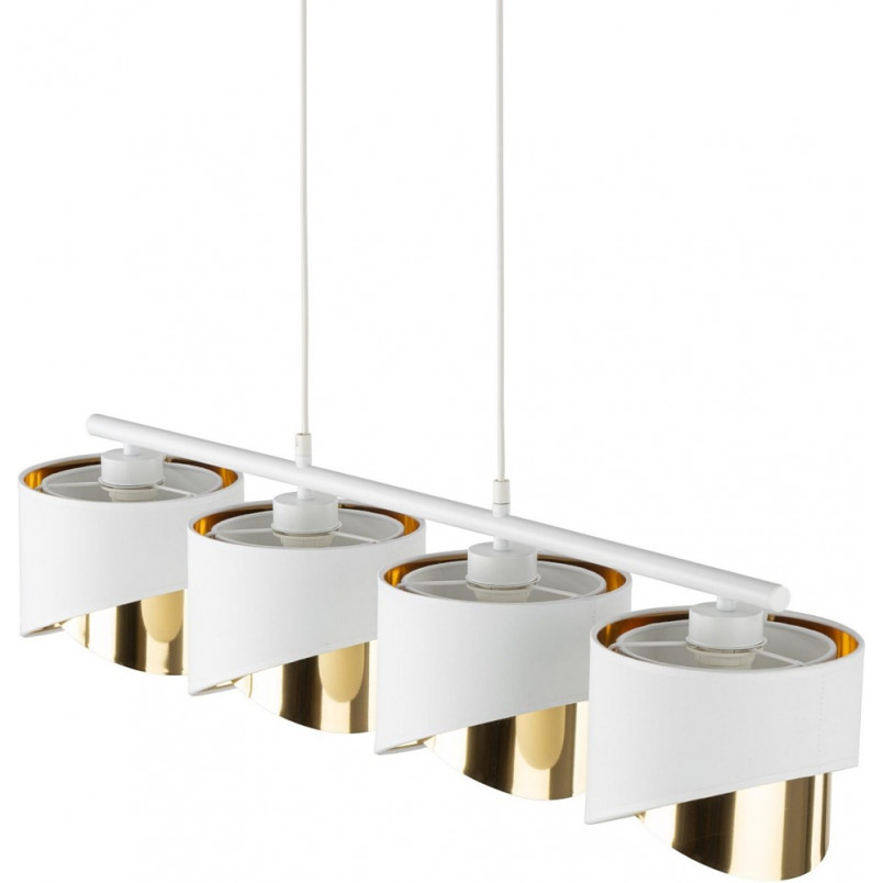 Lampa wisząca glamour z 4 abażurami Grant 95cm biało-złota TK Lighting