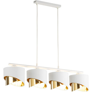 Lampa wisząca glamour z 4 abażurami Grant 95cm biało-złota TK Lighting