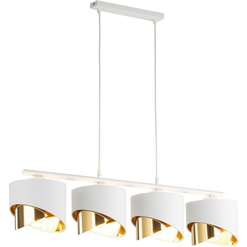 Lampa wisząca glamour z 4 abażurami Grant 95cm biało-złota TK Lighting