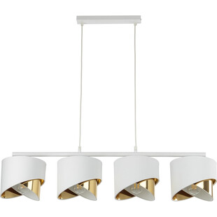 Lampa wisząca glamour z 4 abażurami Grant 95cm biało-złota TK Lighting
