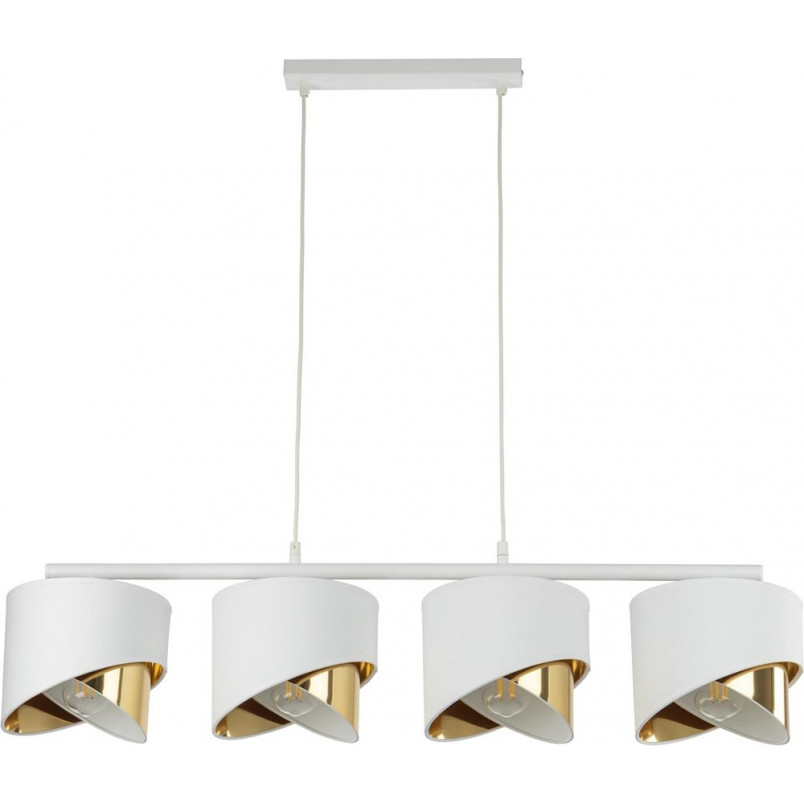 Lampa wisząca glamour z 4 abażurami Grant 95cm biało-złota TK Lighting