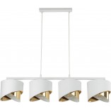 Lampa wisząca glamour z 4 abażurami Grant 95cm biało-złota TK Lighting