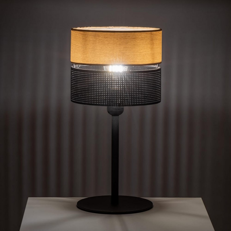 Lampa na stolik nocny loft Nicol czarny / drewno TK Lighting