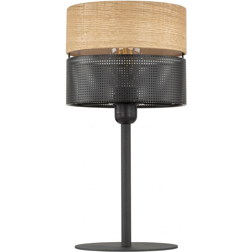 Lampa na stolik nocny loft Nicol czarny / drewno TK Lighting