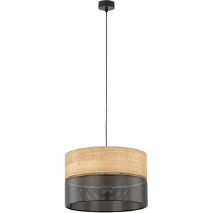 Lampa wisząca ażurowa z drewnem Nicol 38cm czarna TK Lighting