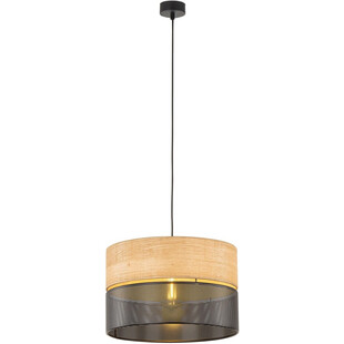 Lampa wisząca ażurowa z drewnem Nicol 38cm czarna TK Lighting